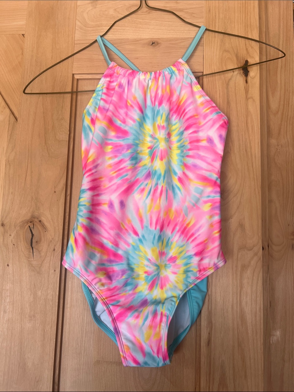 Cat & Jack Girls' Tie-Dye One-Piece Swimsuit - Pink, Blue & Yellow
